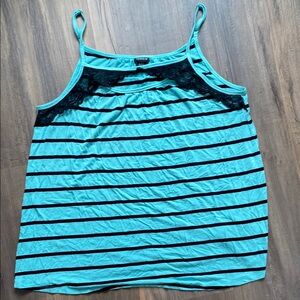 Women's Teal and Black Striped Top